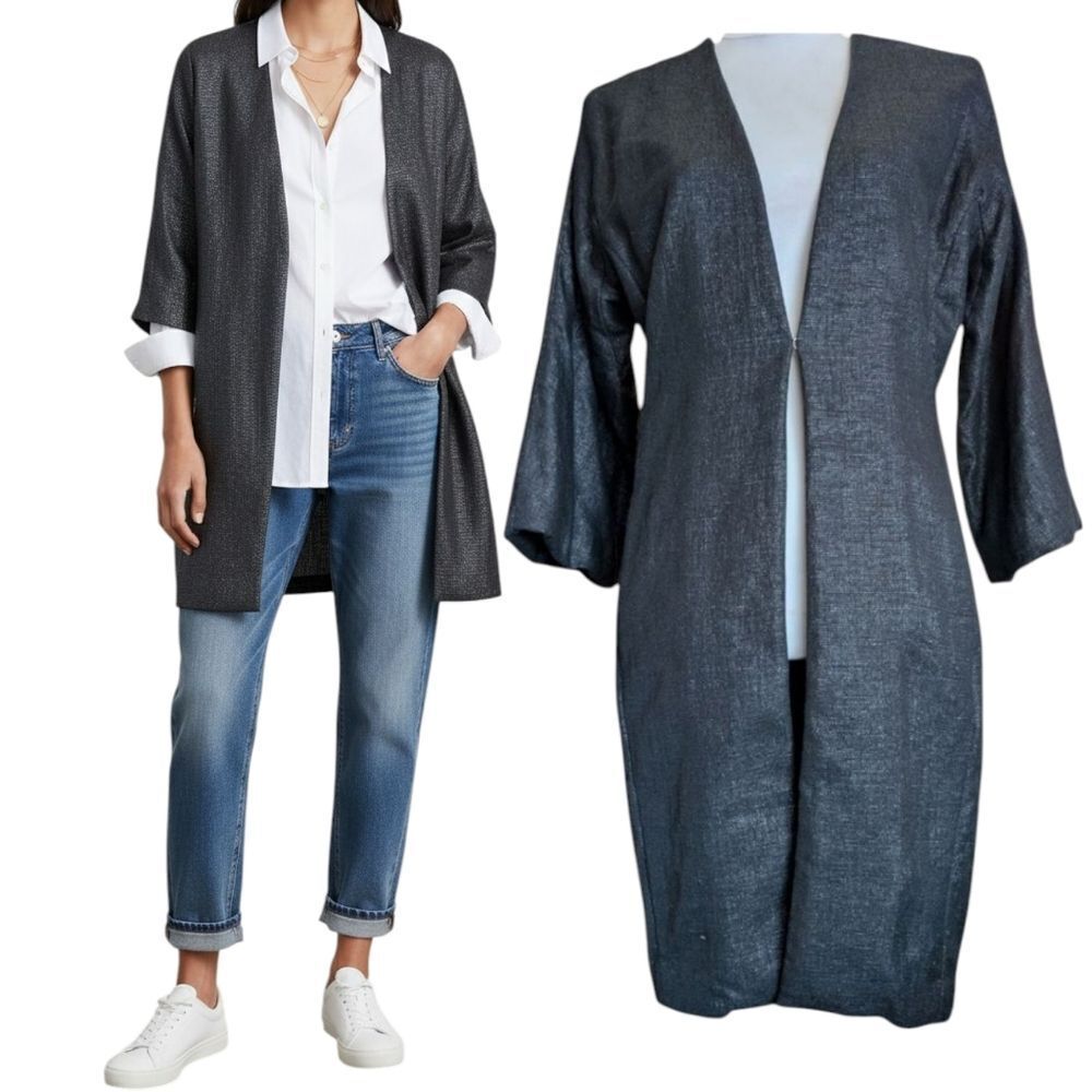 Club Monaco kimono style longline blazer jacket size M statement sleeves